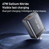 REMAX U2-AC 67W USB and Type-C GaN Digital Display Fast Charger, EU Plug, UK Plug